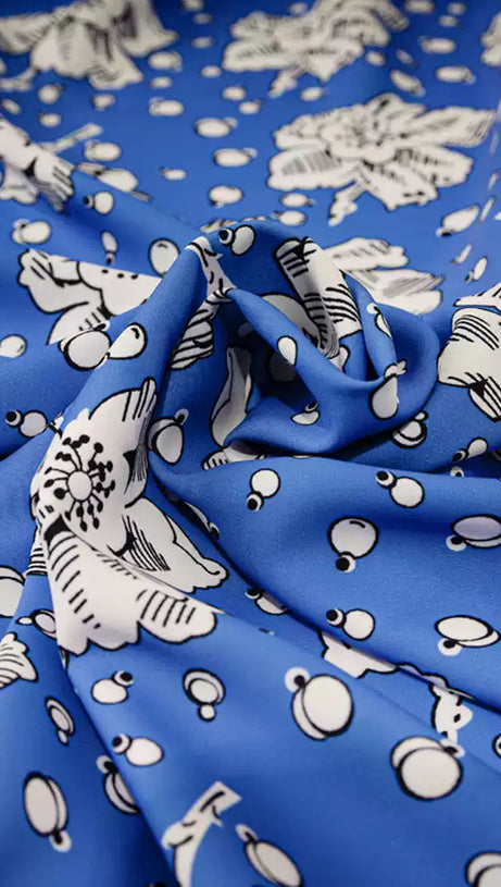 ELEGANT BLUE FLORAL OFF - SHOULDER MAXI DRESS WITH LACE TRIM