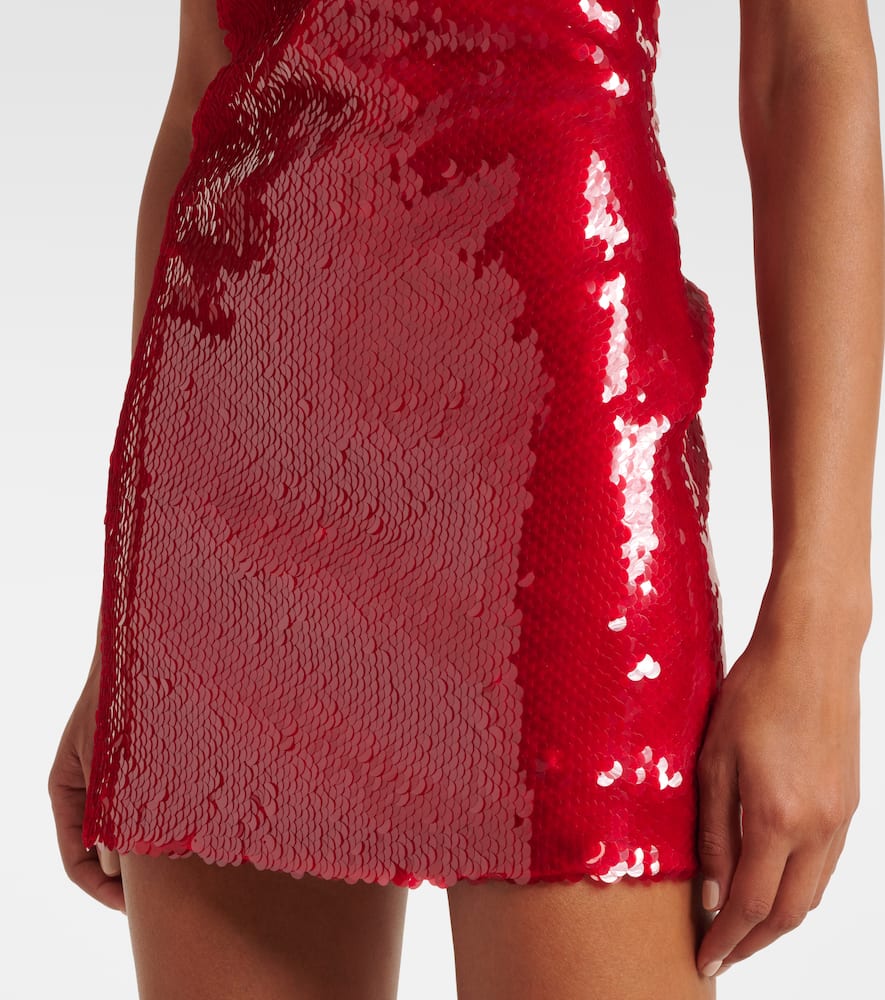 AIIZIE CINWA FLORAL APPLIQUÉ HALTER SEQUIN MINI DRESS IN RED - product image