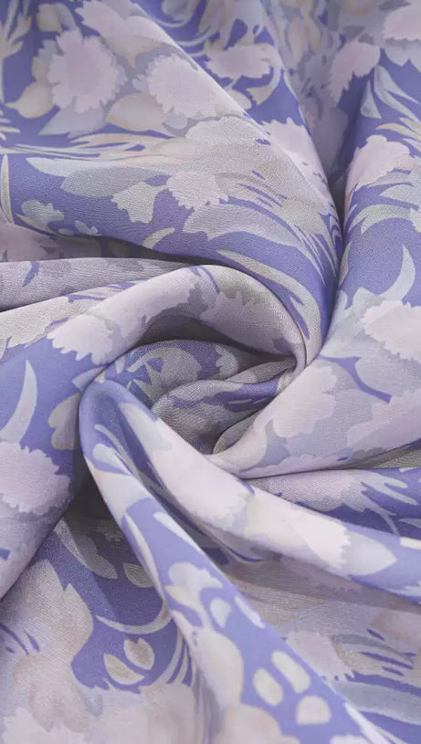 PURPLE ELEGANT FLORAL MAXI DRESS WITH V - NECK AND FLOWY SKIRT