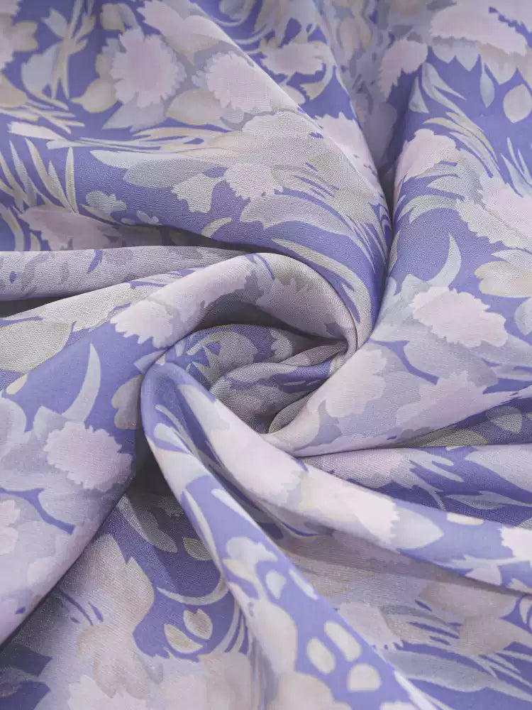 AIIZIE PURPLE ELEGANT FLORAL MAXI DRESS WITH V - NECK AND FLOWY SKIRT - product image