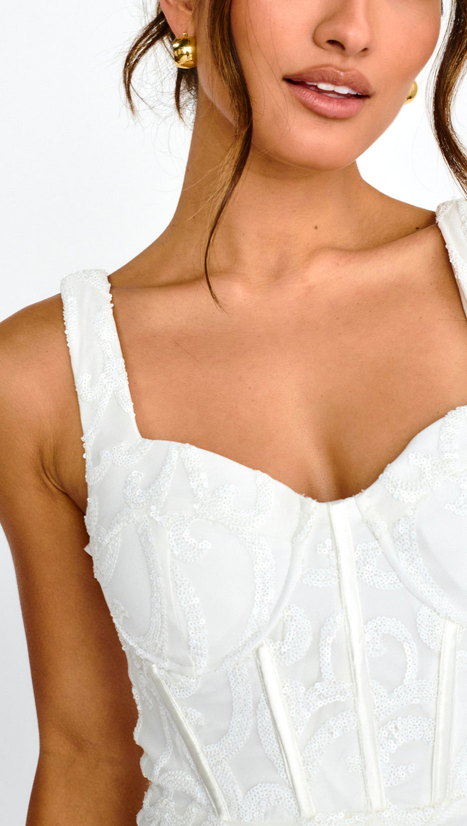 KADEN SEQUIN EMBELLISHED MINI DRESS WHITE