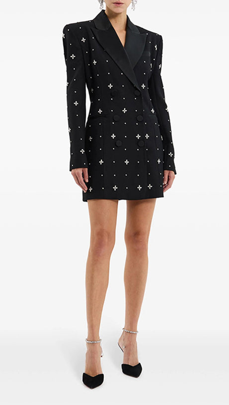 CACHI DIAMANTE EMBELLISHED BLAZER MINI DRESS