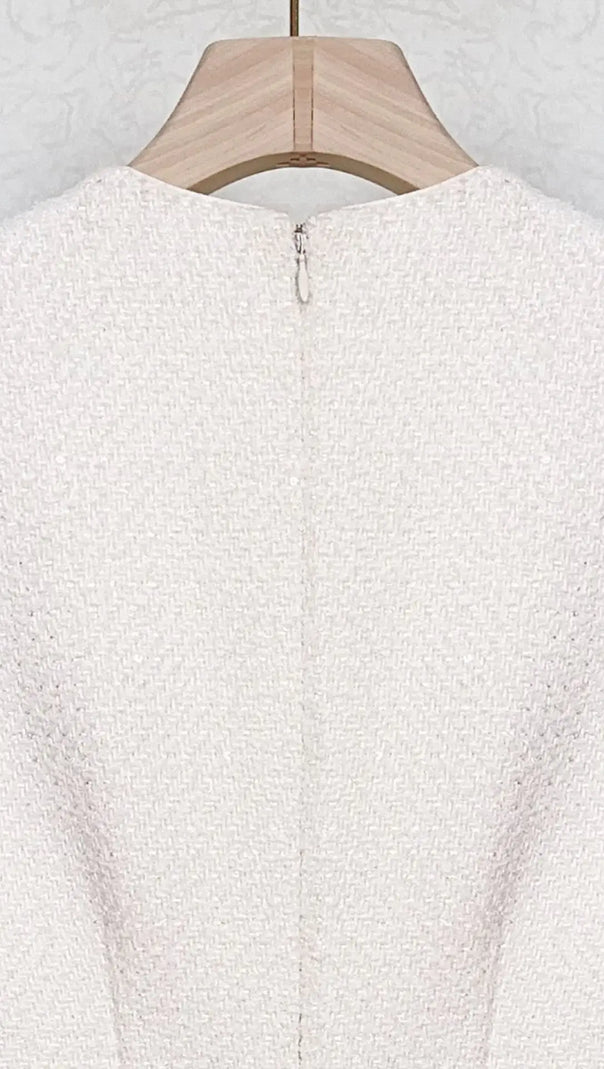 AIIZIE CREAM TINSEL BOUCLE BUTTONED MINI DRESS - product image