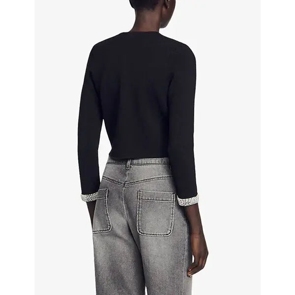 NAMAL EMBELLISHED CARDIGAN IN BLACK