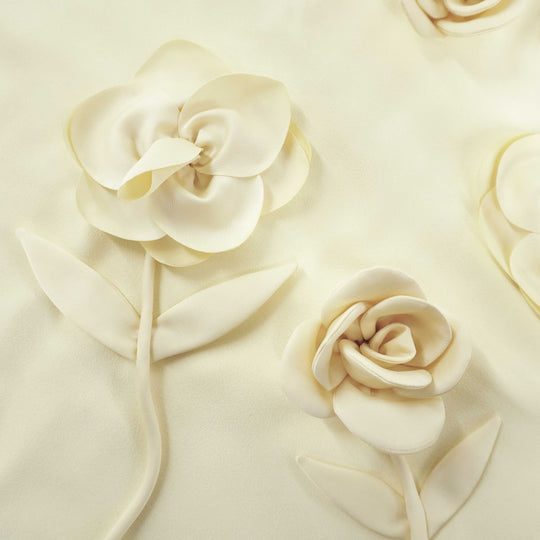 YELLOW CREPE FLOWER MINI DRESS