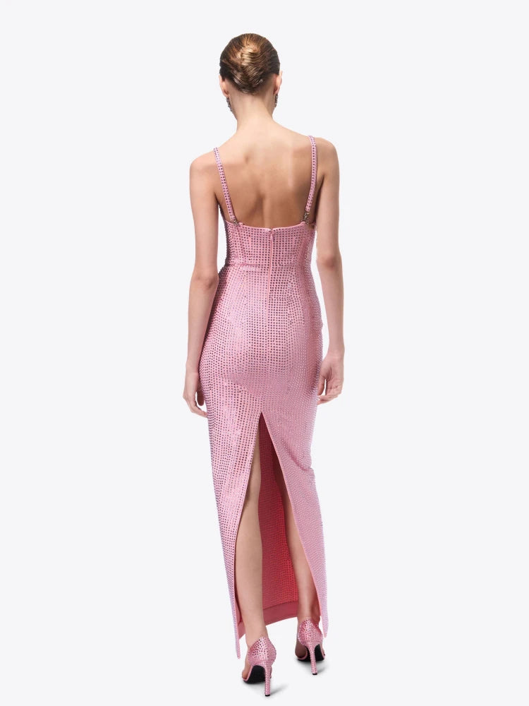 AIIZIE BROOK CRYSTAL-EMBELLISHED SLEEVELESS MAXI DRESS IN ROSE PINK - product image