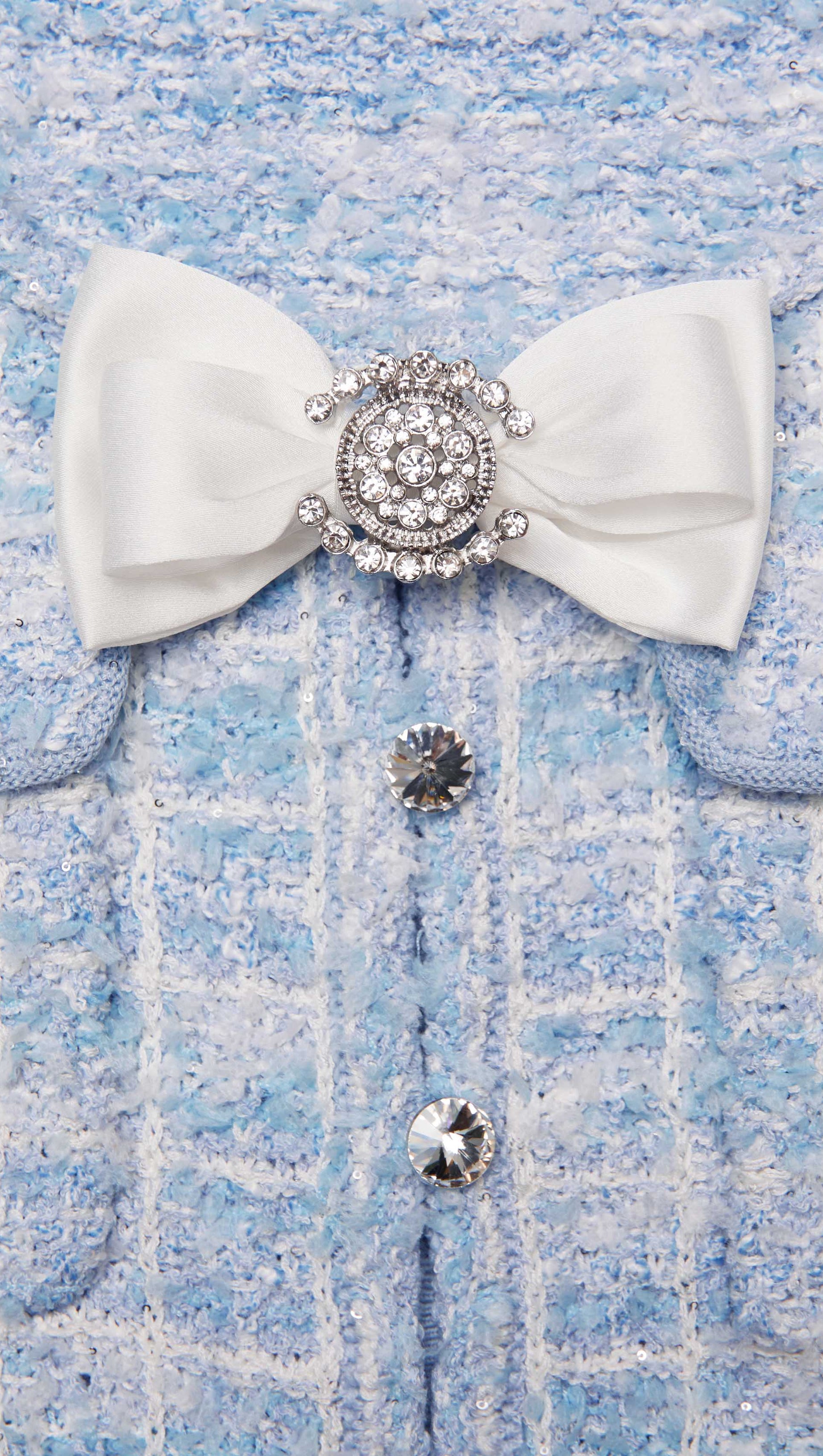 CHECK KNIT MINI DRESS IN BLUE