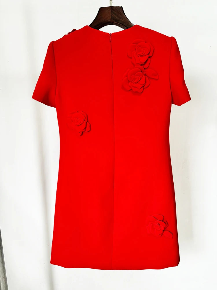 AIIZIE SELENA EMBROIDERED CREPE COUTURE MINI DRESS IN RED - product image