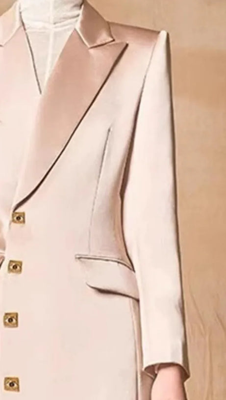 BREENDA ASYMMETRIC CLOSURE BLAZER IN PALE PINK