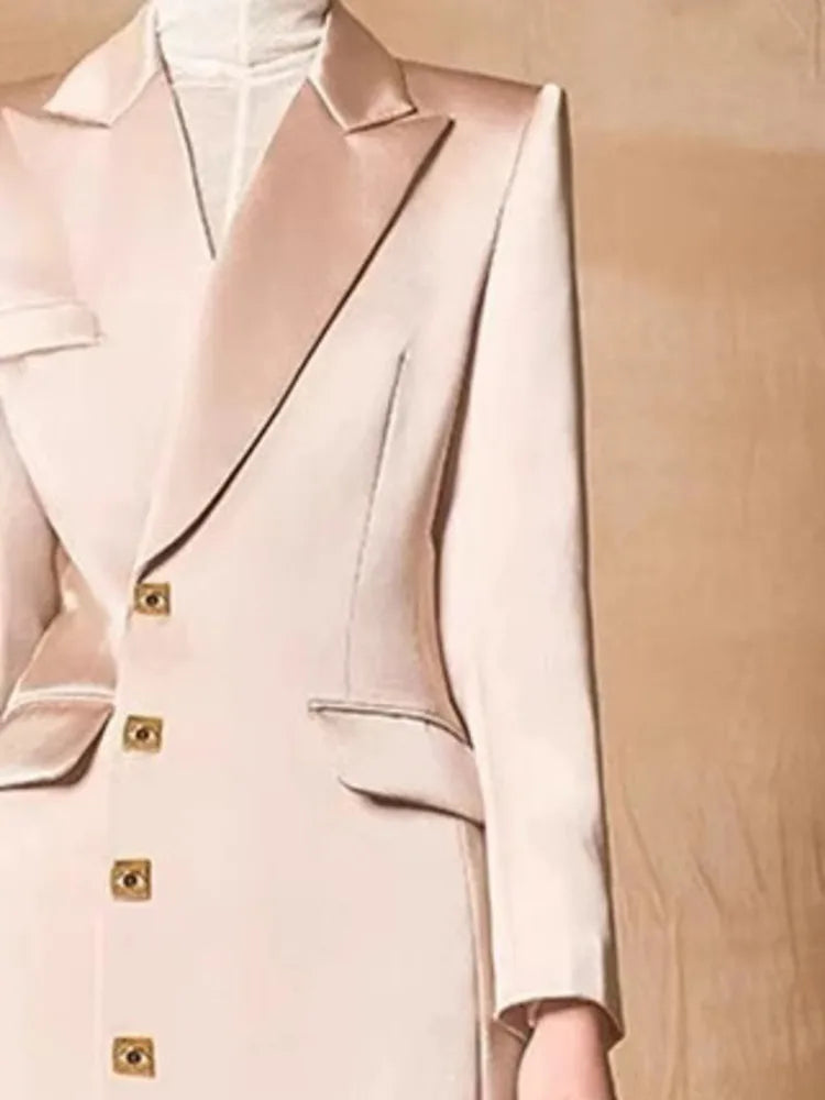AIIZIE BREENDA ASYMMETRIC CLOSURE BLAZER IN PALE PINK - product image