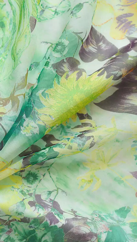 WATERCOLOR FLORAL CHIFFON SLEEVELESS HOCO MAXI DRESS