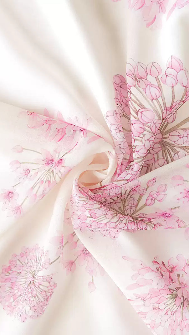 AIIZIE PINK FLORAL CHIFFON MAXI DRESS WITH SHEER SLEEVES - product image