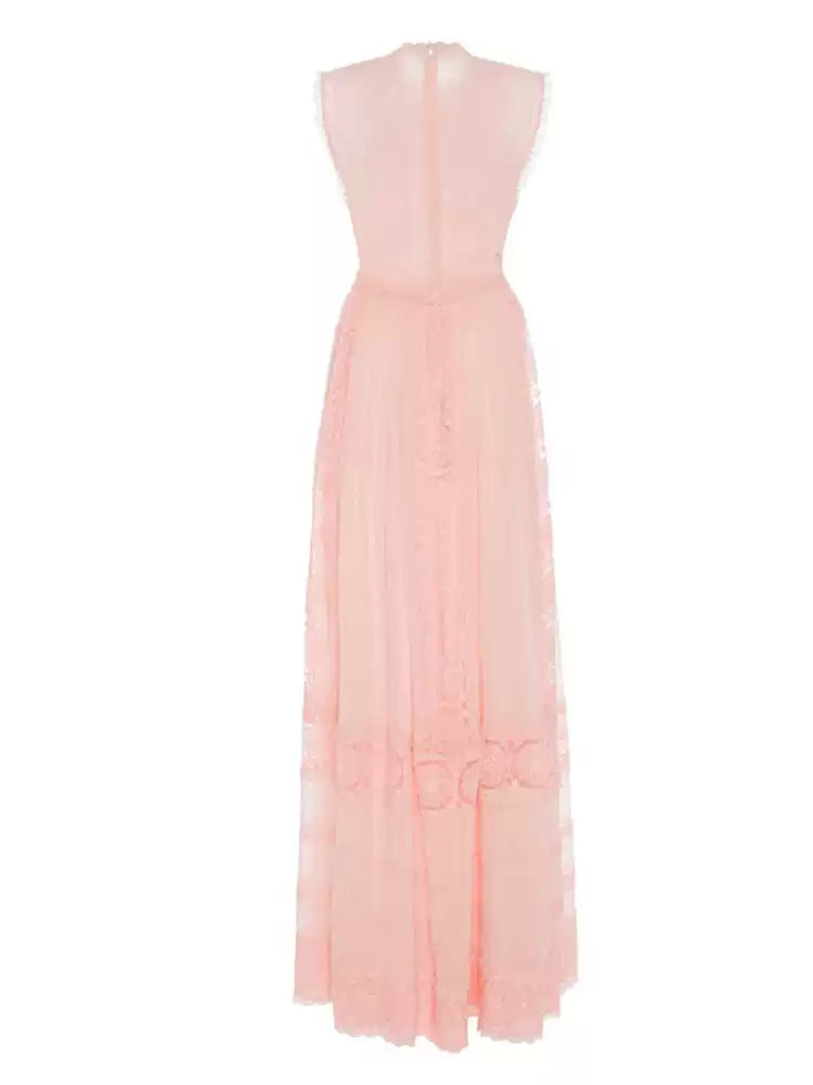 AIIZIE PINK SLEEVELESS LACE MAXI DRESS - product image