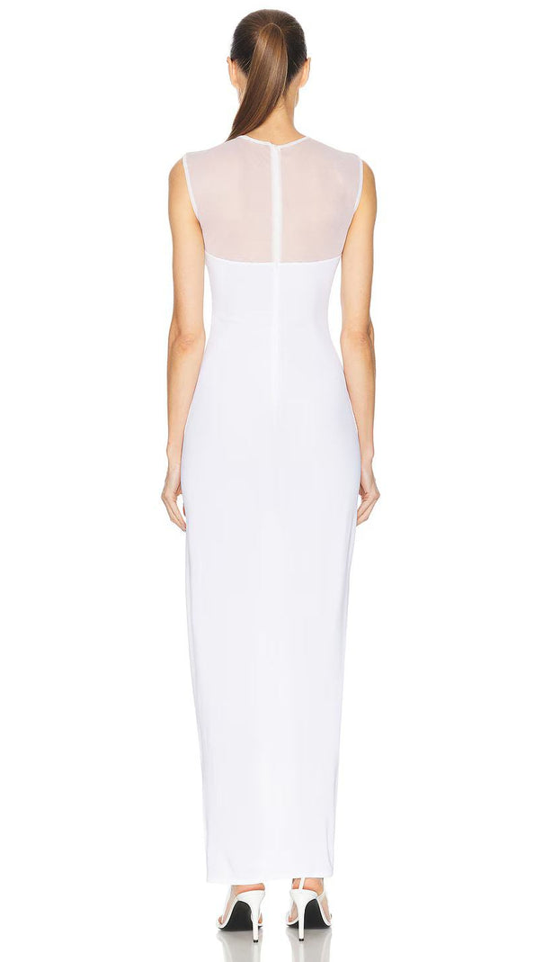 AIIZIE CARMINA MESH PANELED MAXI BANDAGE DRESS IN WHITE - product image