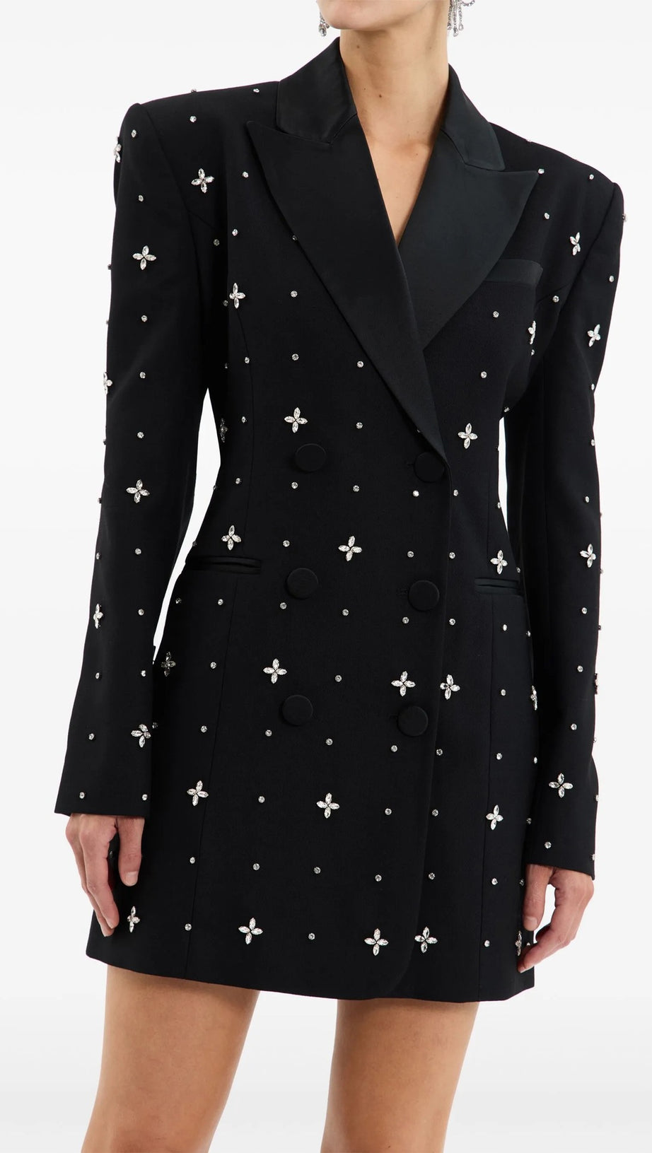 CACHI DIAMANTE EMBELLISHED BLAZER MINI DRESS