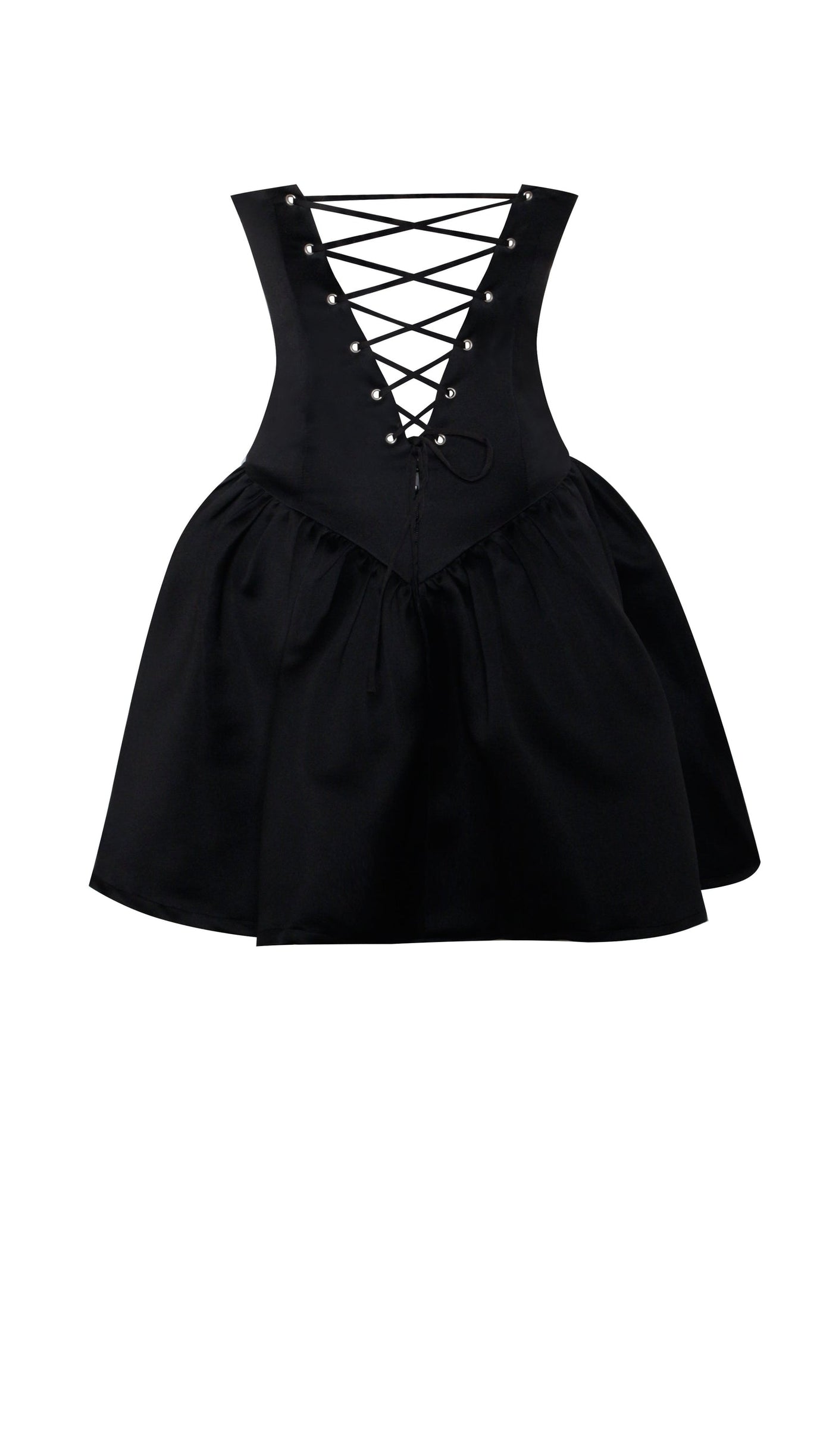 MINI ABITO IN RASO NERO CON CRISTALLI