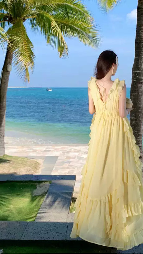 YELLOW RUFFLED MAXI DRESS