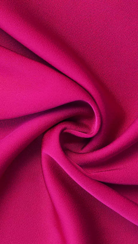 Fuchsiafarbenes Midikleid mit Puffärmeln und Bund 