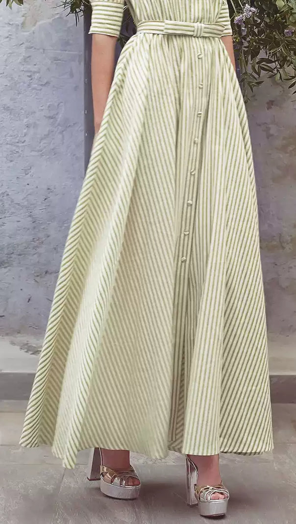 AIIZIE ELEGANT TEAL STRIPED MAXI DRESS - product image