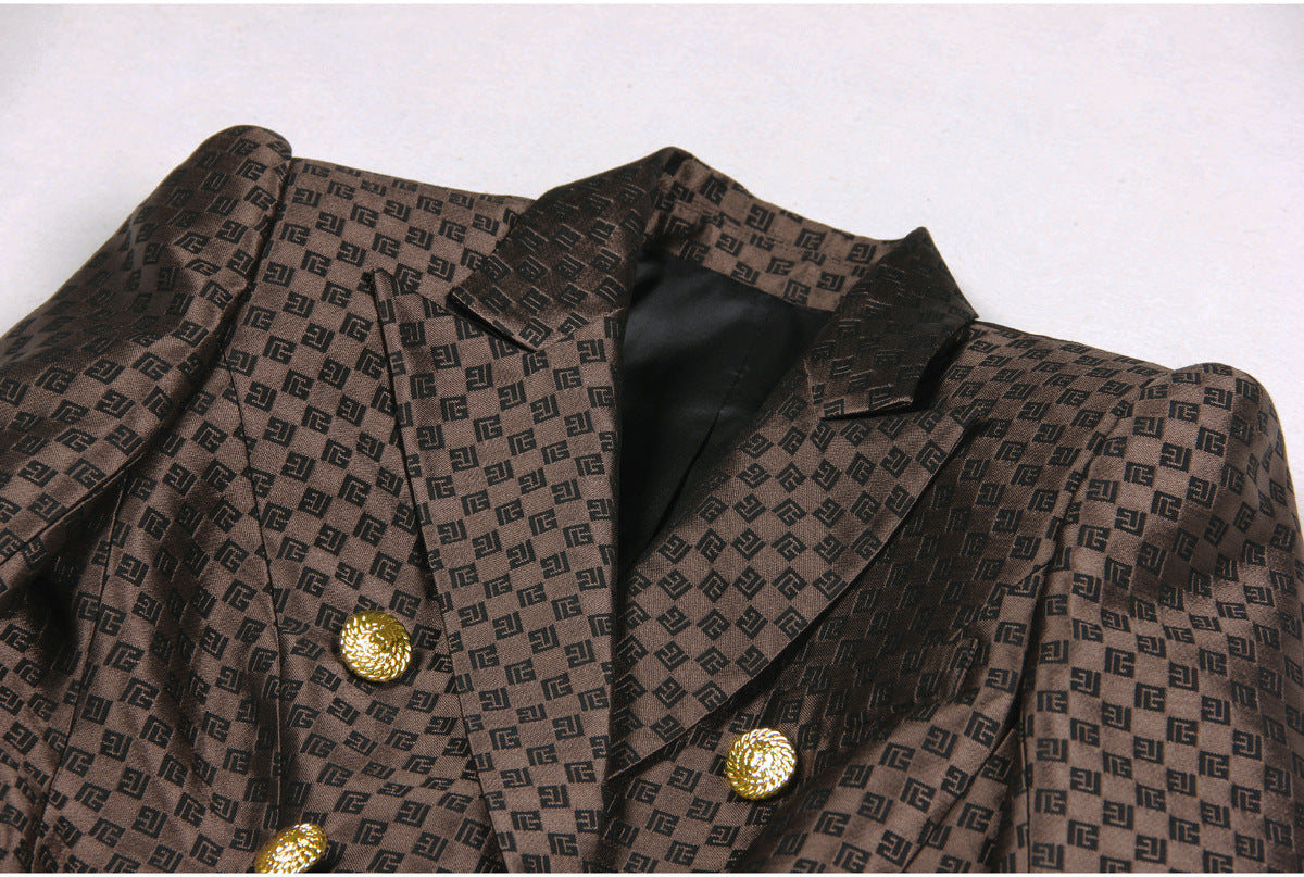 BELINDA MINI MONOGRAM BLAZER IN BROWN