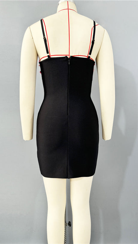 Floral Pearl MINI Kleid Schwarz 