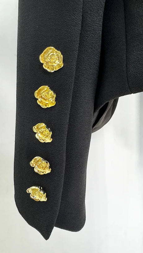 GISELLE SLIM-FIT JACKET WITH ROSES BUTTONS IN BLACK