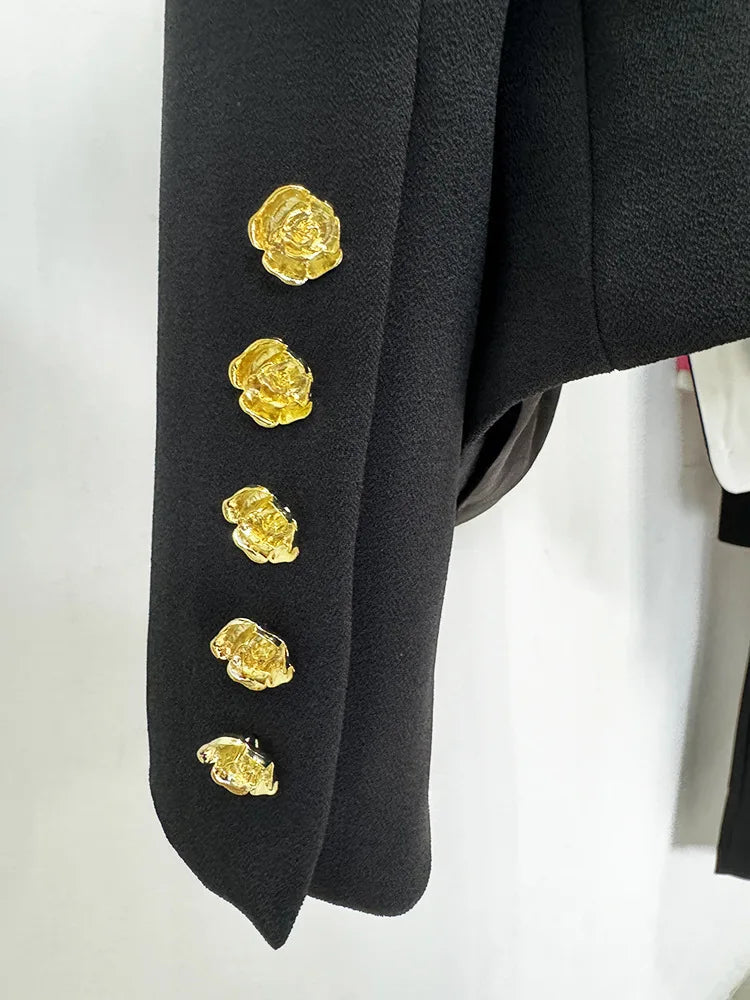 AIIZIE GISELLE SLIM-FIT JACKET WITH ROSES BUTTONS IN BLACK - product image