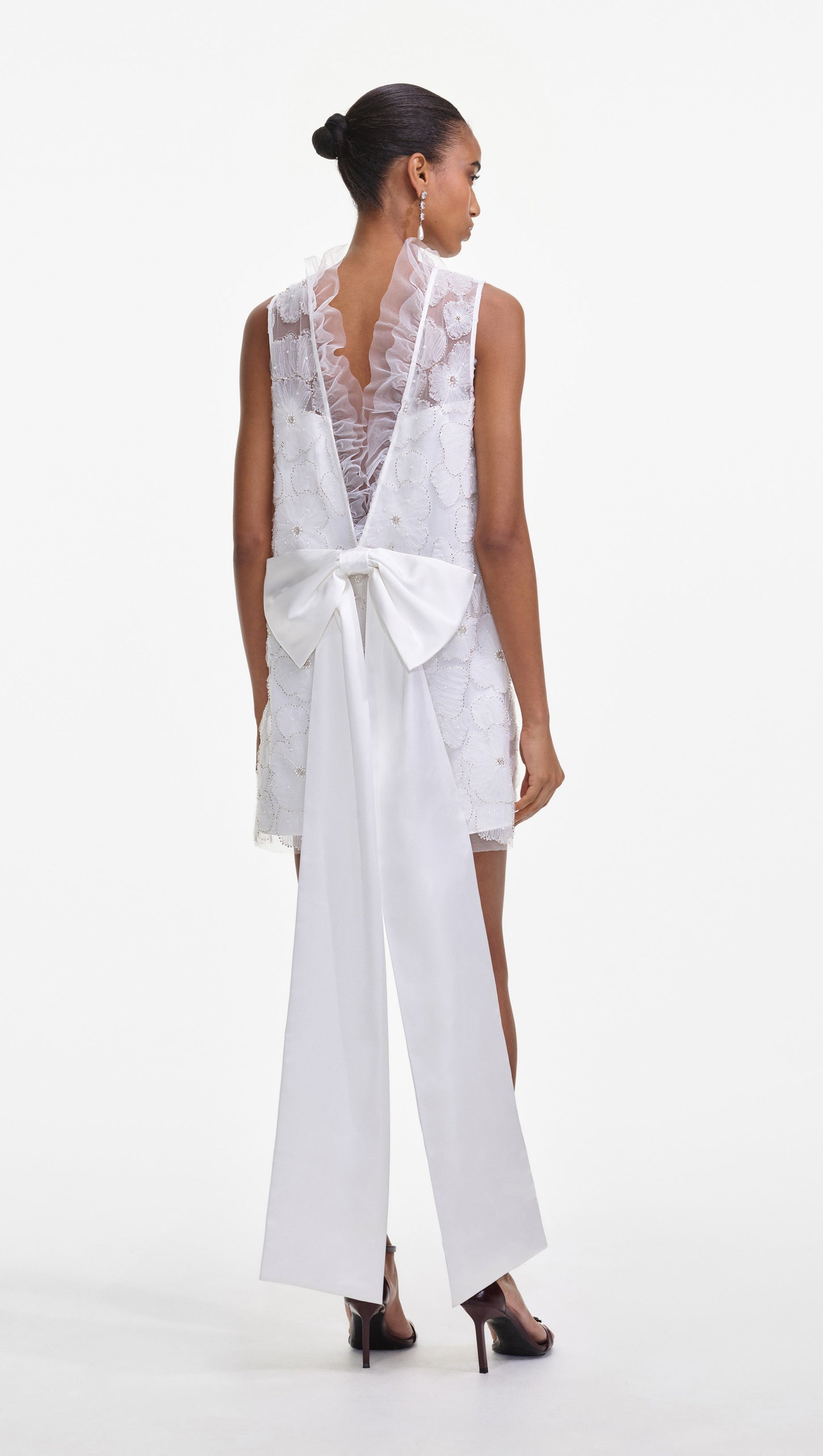 BEADED TULLE MINI DRESS