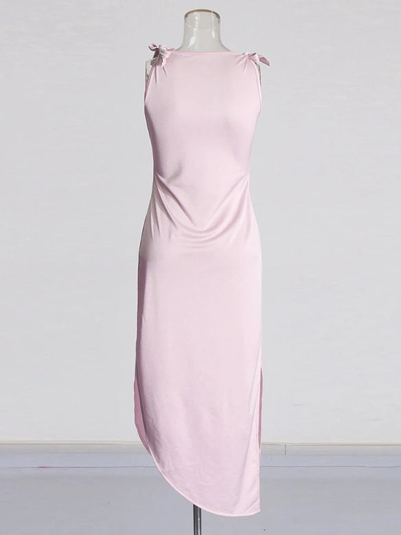 Halbformales Midikleid „Eileen Pink“ mit 3D-Blumen