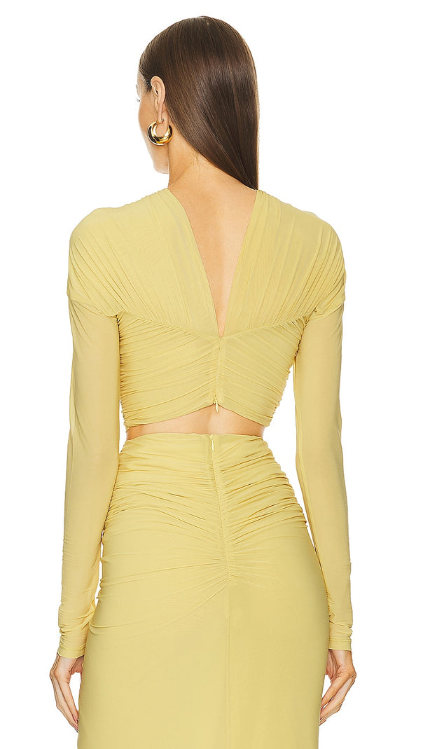AIIZIE CUT OUT BODYCON BANDAGE MAXI DRESS IN YELLOW - product image