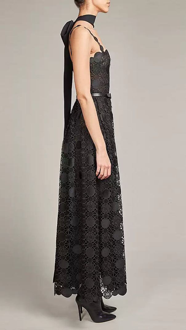 AIIZIE BLACK LACE STRAPLESS MAXI DRESS - product image