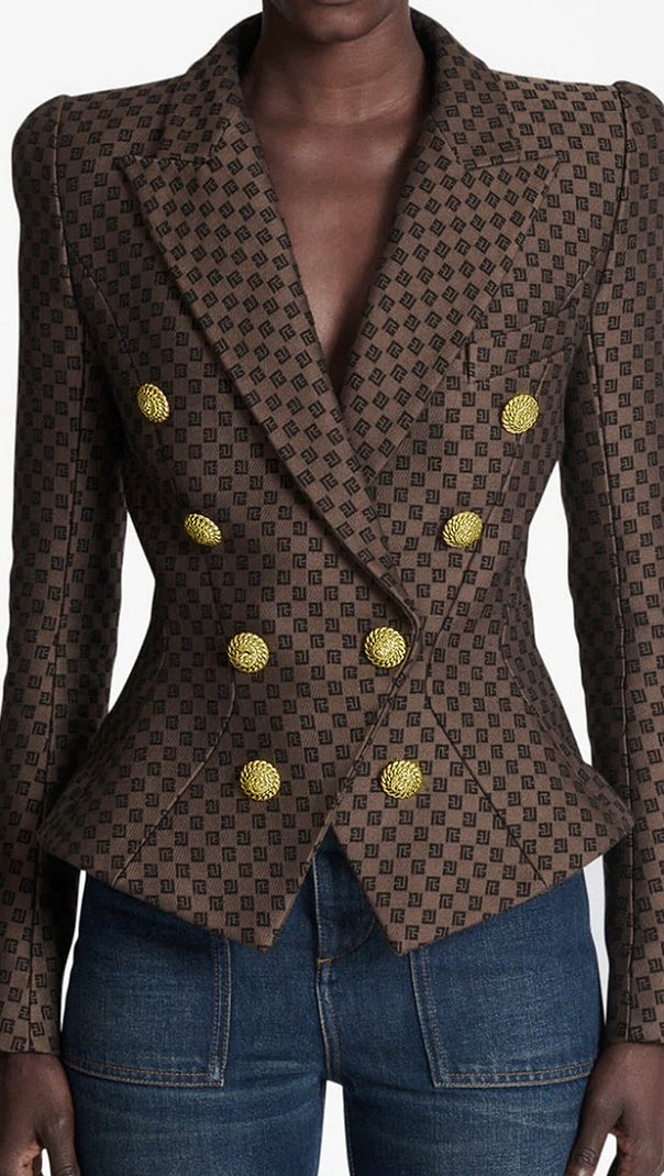 AIIZIE BELINDA MINI MONOGRAM BLAZER IN BROWN - product image