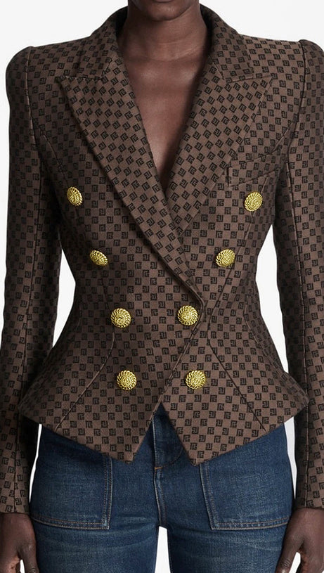 BELINDA MINI MONOGRAM BLAZER IN BROWN