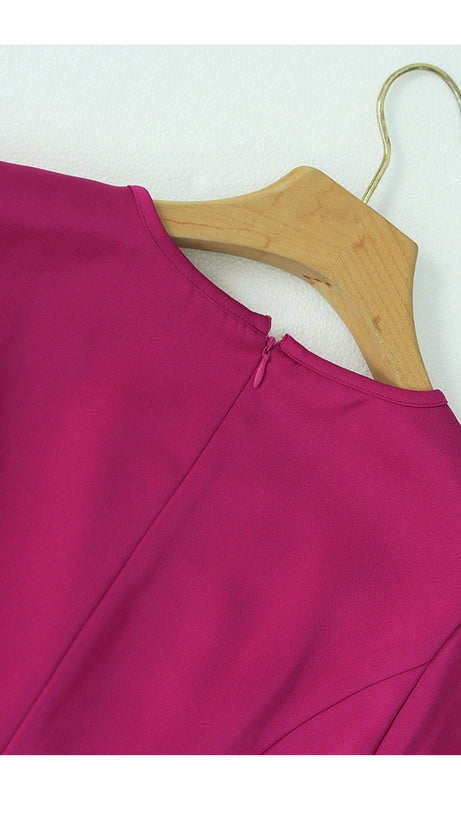 ROSE RED SATIN MAXI DRESS: SLIM - FIT, LUXURY EVENING GOWN FOR GRACE