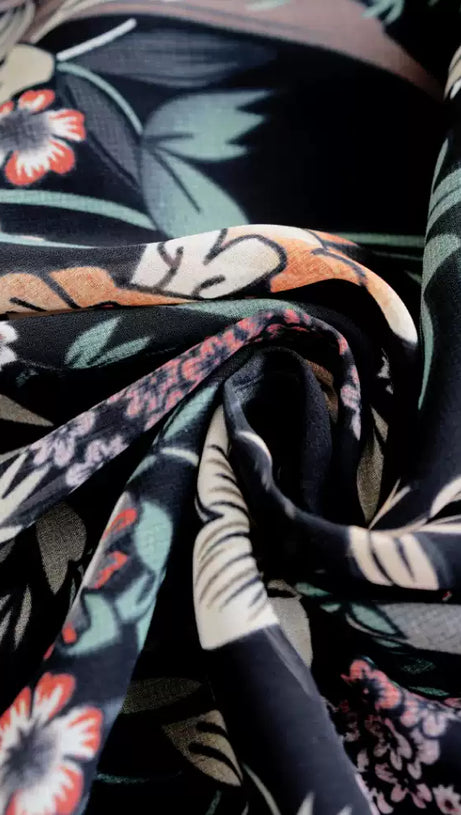 BLACK LACE FLORAL MAXI DRESS