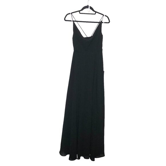 Black Cowl Lace-Up Maxi Dress