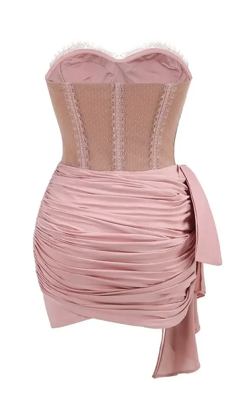 CORSET LACE MINI DRESS IN PINK