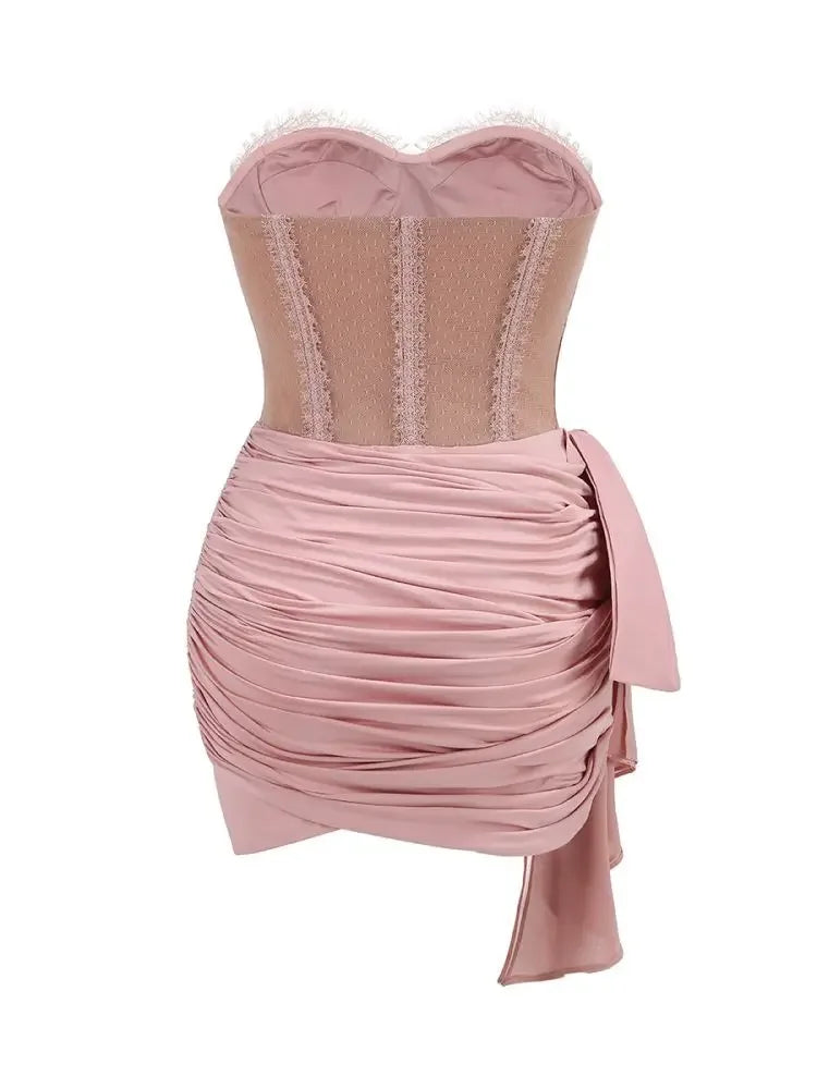 AIIZIE CORSET LACE MINI DRESS IN PINK - product image