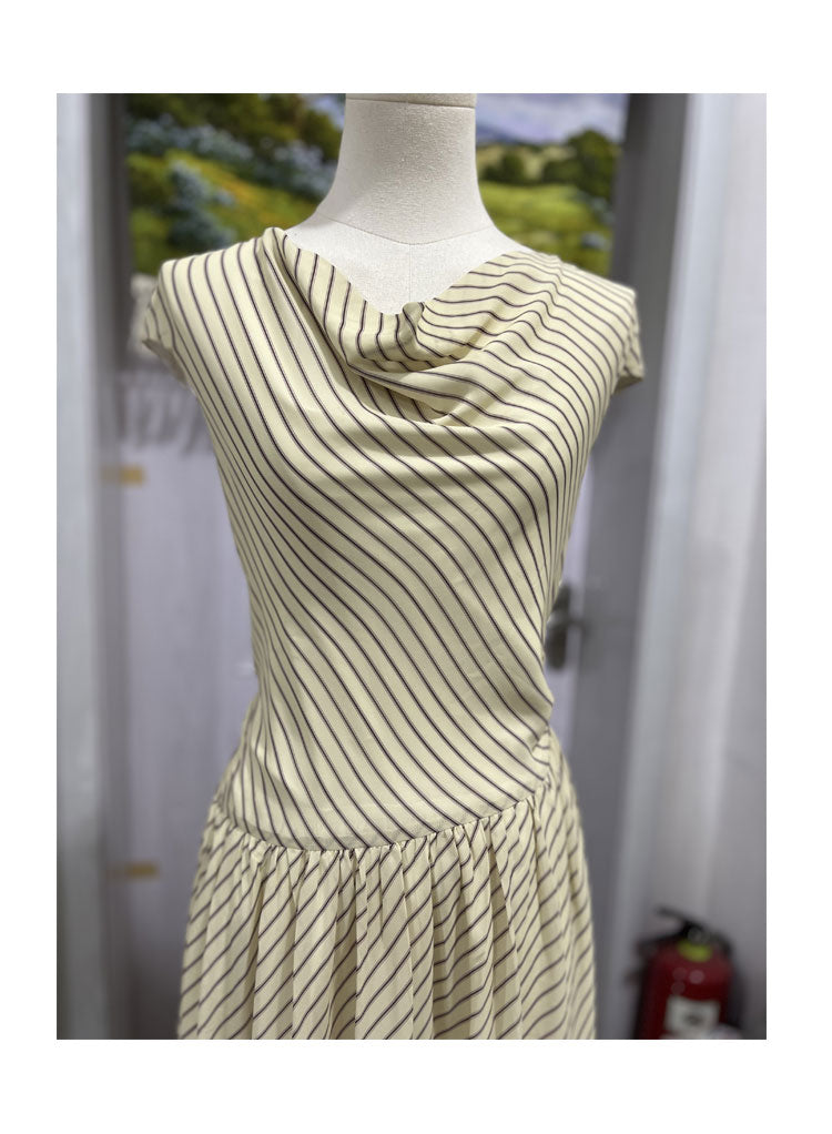 AIIZIE APRICOT STRIPED SLIT - NECK CHIFFON MIDI DRESS - product image
