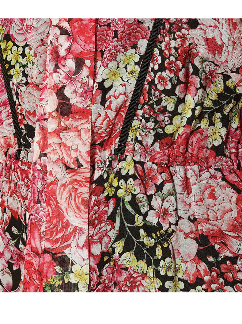 AIIZIE RED FLORAL CHIFFON MAXI DRESS - product image