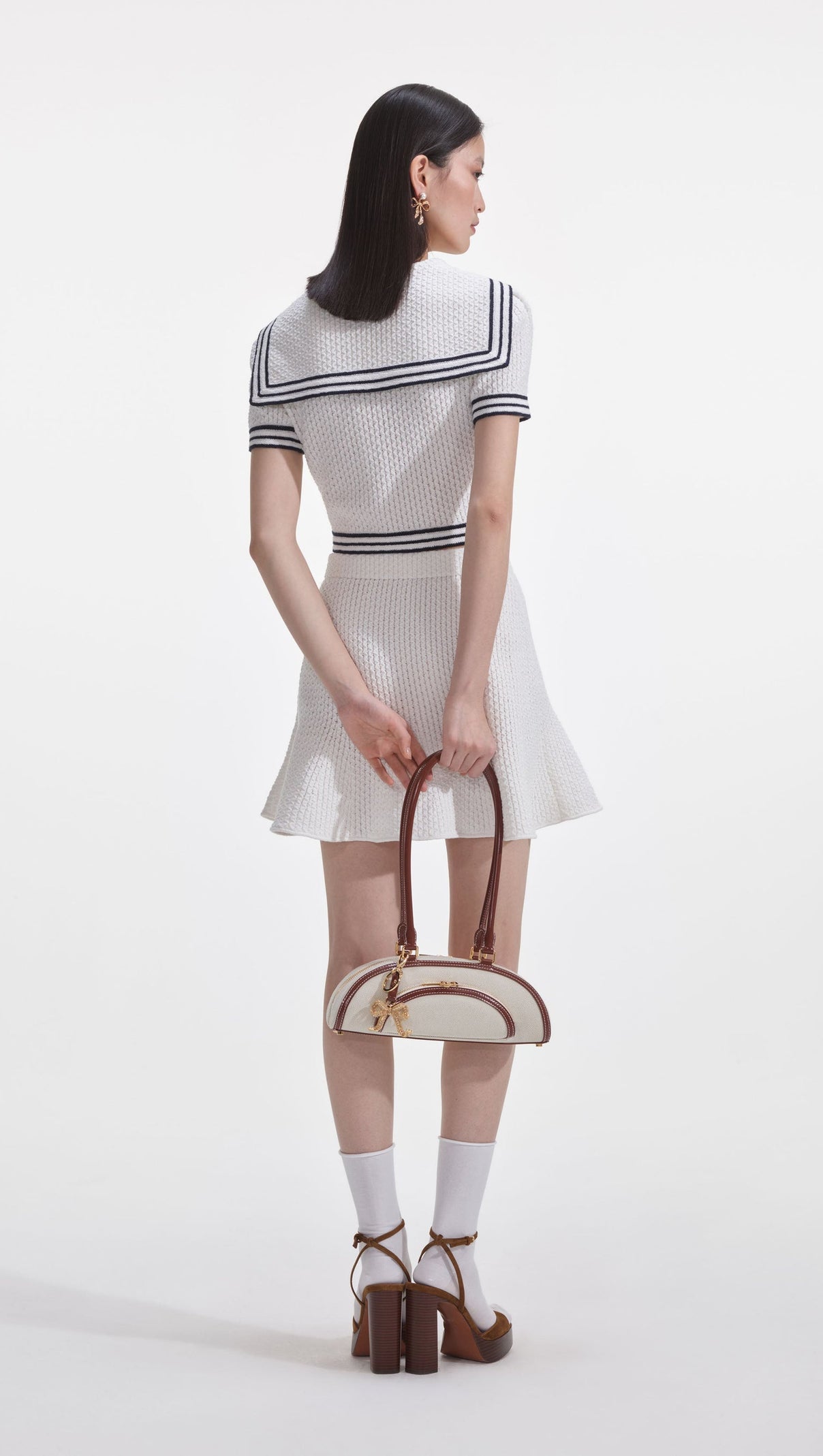 AIIZIE WHITE TEXTURED KNIT MINI SKIRT - product image