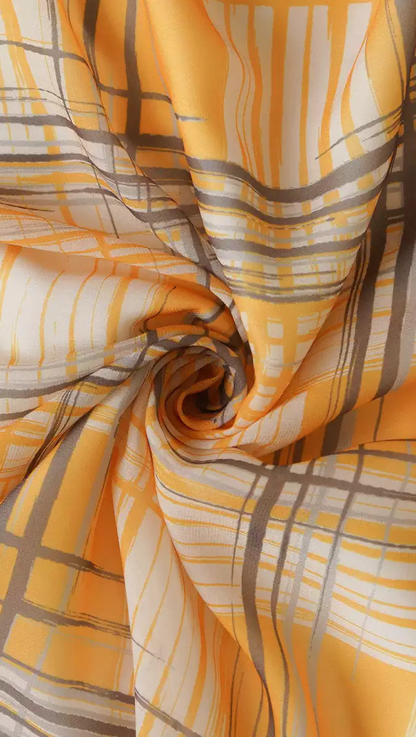 AIIZIE YELLOW PLAID LONG DRESS WITH BELTED WAIST AND FLARED SLEEVES - product image