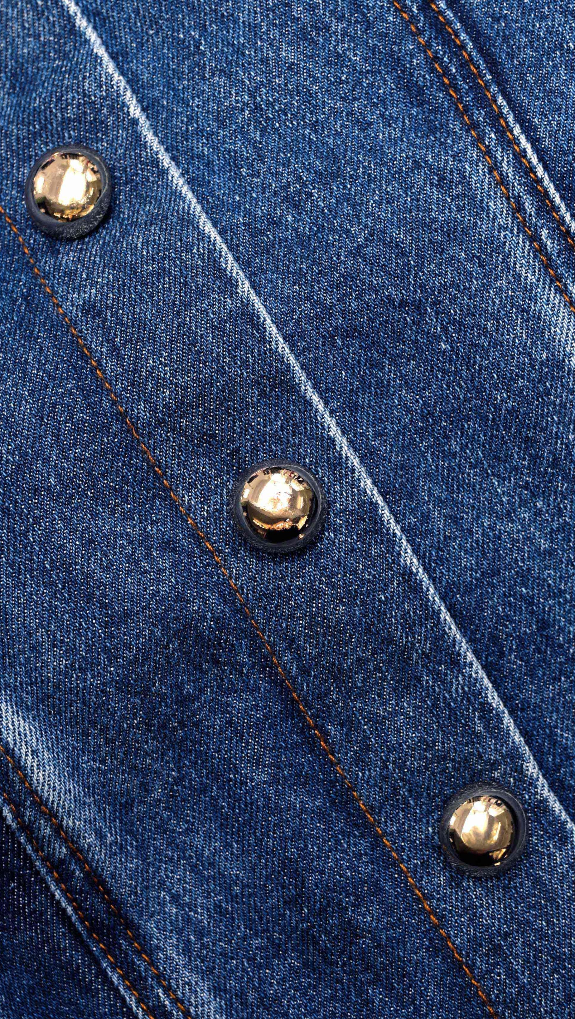 FLARED DENIM MINI DRESS