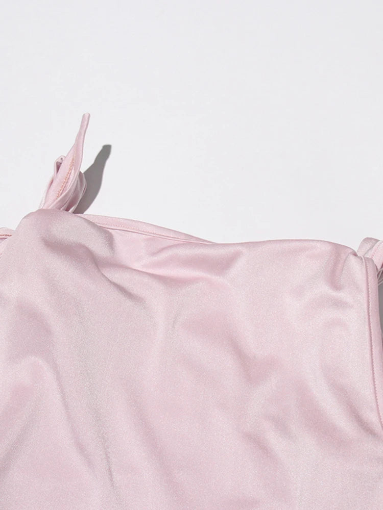 AIIZIE EILEEN PINK 3D FLOWER SEMI-FORMAL MIDI DRESS - product image