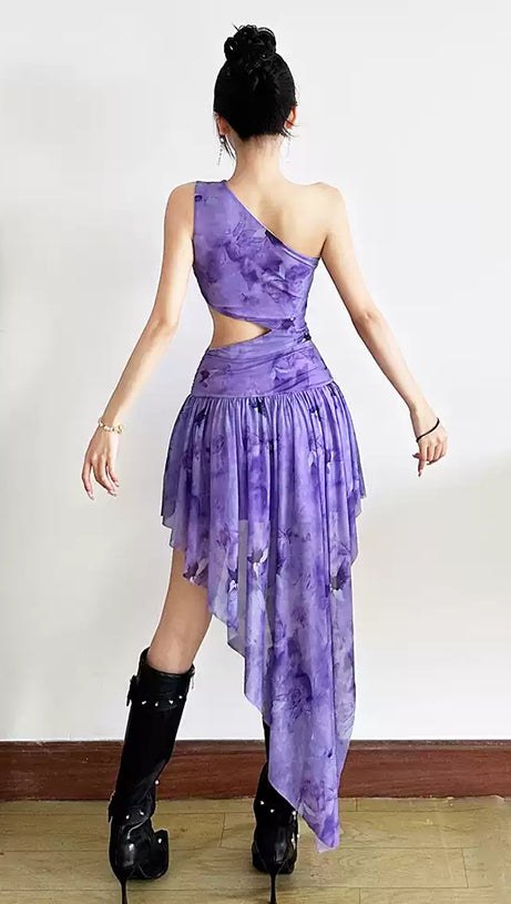 Lilafarbenes asymmetrisches Mini-Hoco-Kleid mit One-Shoulder-Ausschnitt 