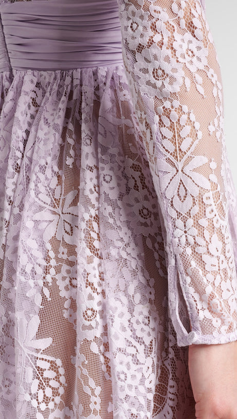LILAC LACE SATIN MINI DRESS