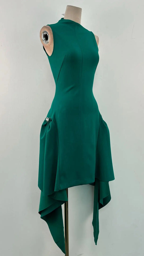 AIIZIE AMATO SLEEVELESS FRINGE MINI DRESS IN GREEN - product image
