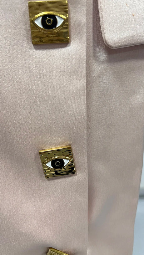 BREENDA ASYMMETRIC CLOSURE BLAZER IN PALE PINK