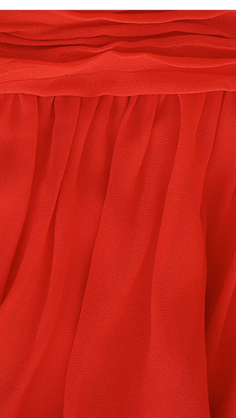 RED CHIFFON MAXI DRESS WITH SHEER SLEEVES AND CUTOUT