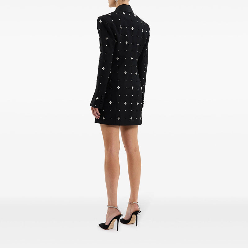 CACHI DIAMANTE EMBELLISHED BLAZER MINI DRESS